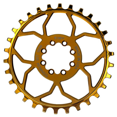 5Dev Titanium 8-Bolt Chainring 3mm Offset 32T Bronze, full view.