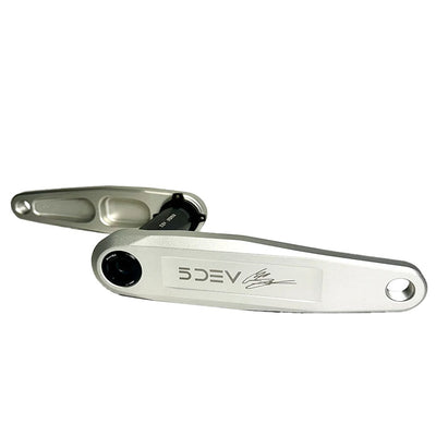 5Dev DH/Freeride Cranks 155mm / DUB Spindle Clear/Silver, full view.