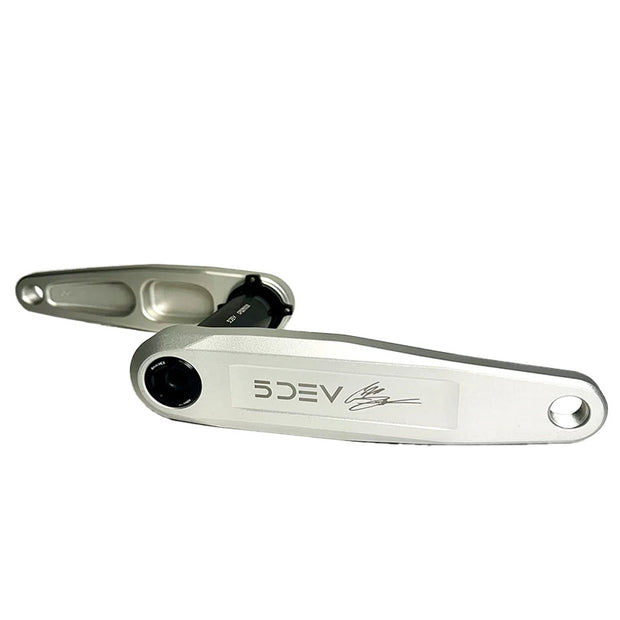 5Dev DH/Freeride Cranks 155mm / DUB Spindle Clear/Silver, full view.