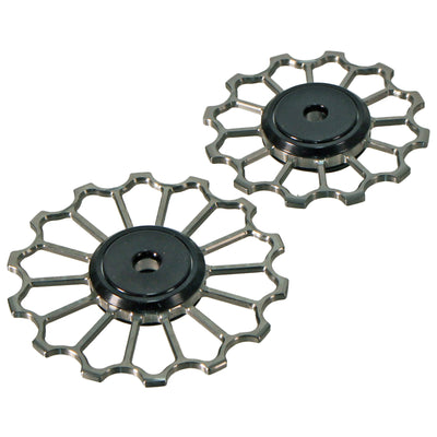 5Dev Titanium Derailleur Jockey Wheels 12/14t SRAM T-Type, full view.