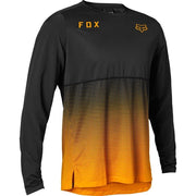 Fox Flexair Long Sleeve Jersey, black/gold, front view.