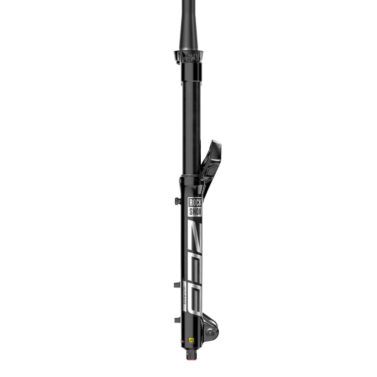 RS ZEB Ultimate Charger 3 RC2 Suspension Mountain Bike Fork - 29, 170mm, 15 x 110mm, 44mm Offset, gloss black, profile view.