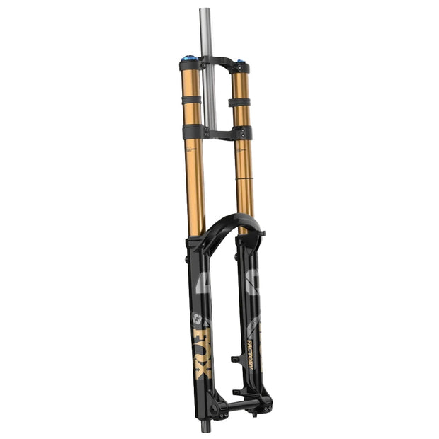 FOX 40 Factory Suspension Fork - 27.5" 203 mm 20TA x 110 mm 48mm Offset GRIP X2 Damper Shiny Black, full view.