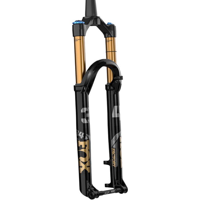 Fox 34 Factory 130mm Fork - 29” 44mm Rake, Grip X, shiny black, full view.