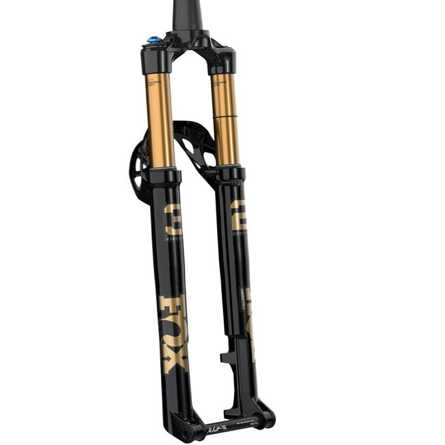 Fox 32 Factory 100mm Fork - 29” S-C, 44mm Rake, Kabolt, Grip SL, P-L, Black, full view.