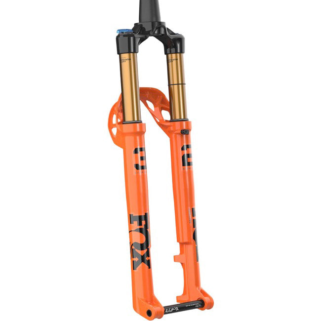 Fox 32 Factory 100mm Fork - 29” S-C, 44mm Rake, Kabolt, Grip SL, 3-Pos, Orange, full view.