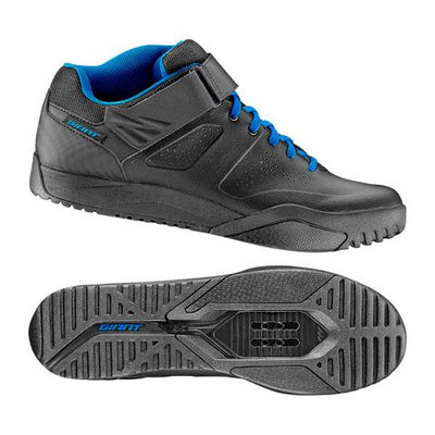 Giant Shuttle DH Flat Mountain Bike Shoe, black / blue, full view.