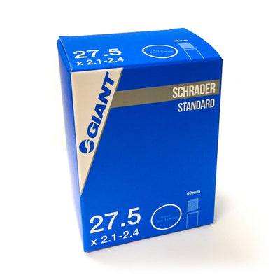 Giant 27.5 x 2.1 - 2.4, 40mm Schraeder Valve Bicycle Tube, full  view.