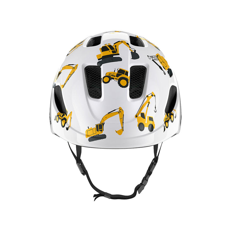 Lazer Pnut Kineticore Kids’ Helmet, diggers, front view.