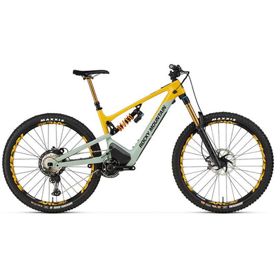 2023 Rocky Mountain Altitude Powerplay C90 Rally Edition, blue/ yellow, full view.