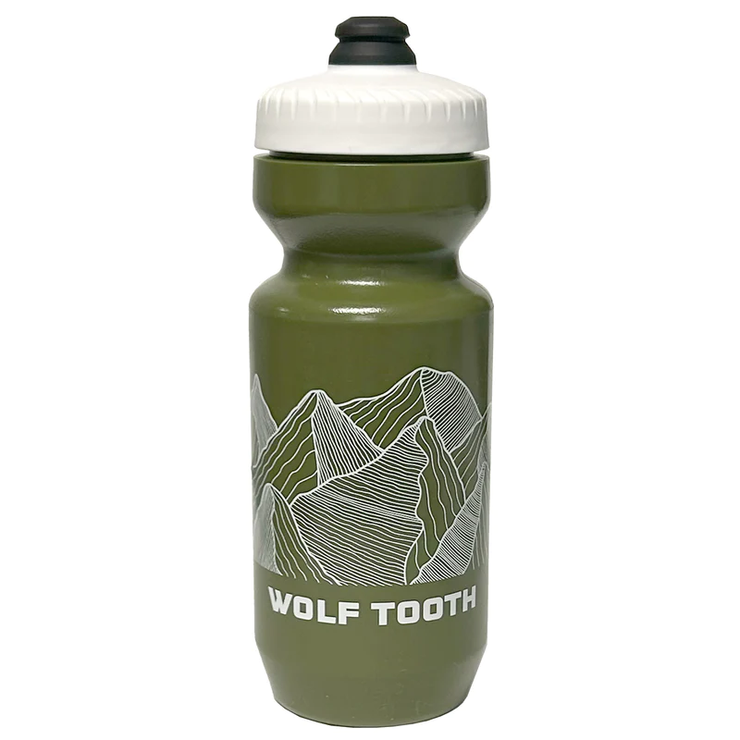 Wolf Tooth Range Water Bottle, 22oz, olive green, full view. 