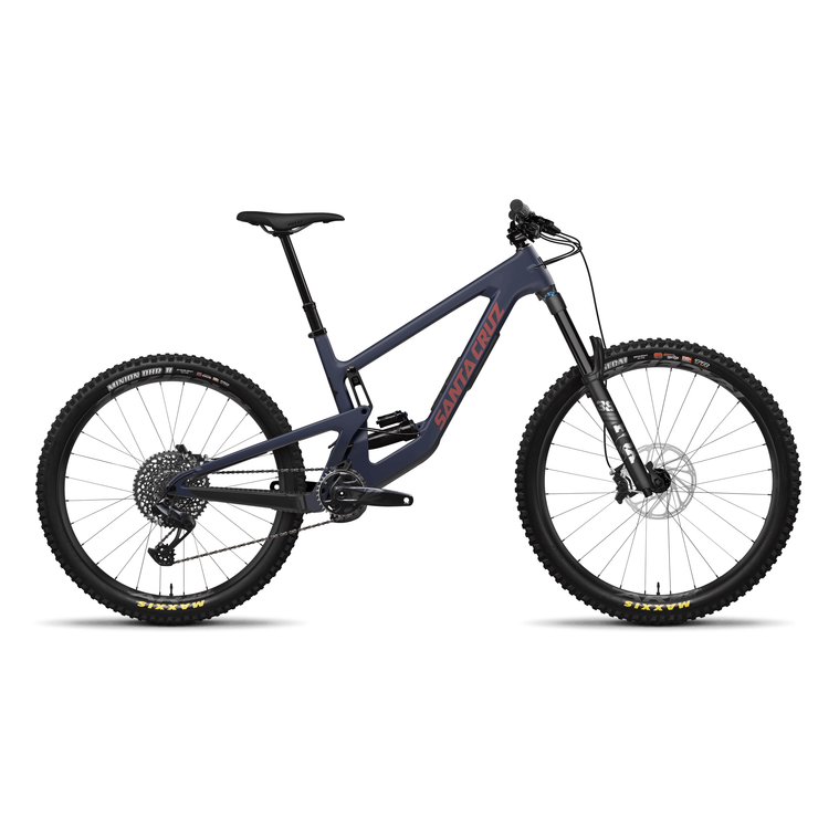 2024 Santa Cruz Nomad 6 C MX S — Mixed Wheels, matte liquid blue, full view.