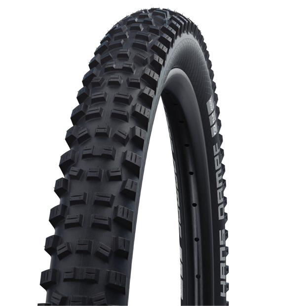 Schwalbe Hans Dampf 27.5 x 2.35, Tubeless, Folding, Black, Evolution Line, Addix Soft, Super Trail, Mountain Bike Tire, full view.