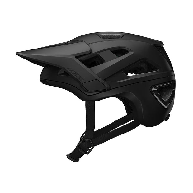  Lazer Jackal Kineticore Helmet, matte full black, side view.