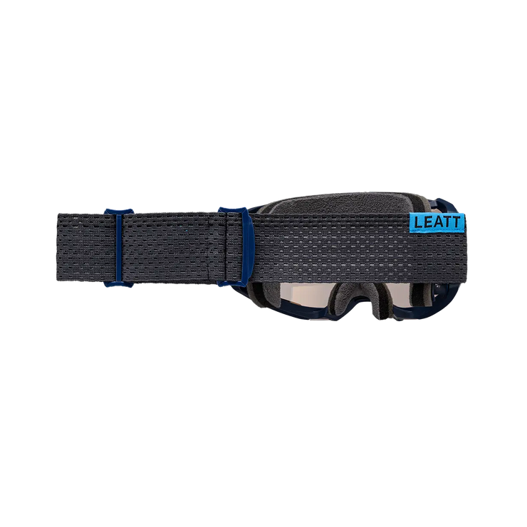 Leatt Velocity 4.0 MTB X-Flow Iriz Goggle, blue/bronze, back view.