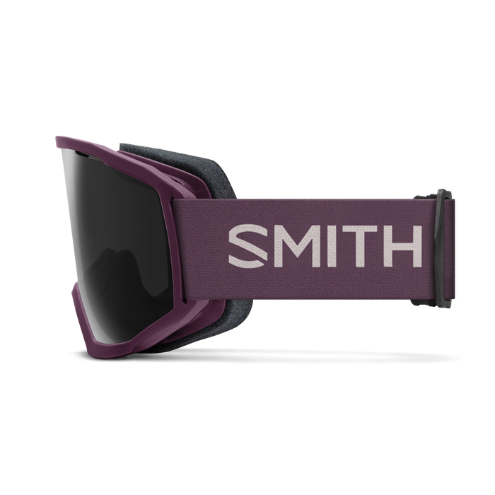 Smith Loam MTB Goggles, Amethyst w/ Sun Black Lenses, profile view.