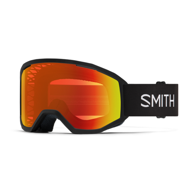 Smith Loam MTB Goggles, Black  w/ Red Mirrored Lenses, full view.