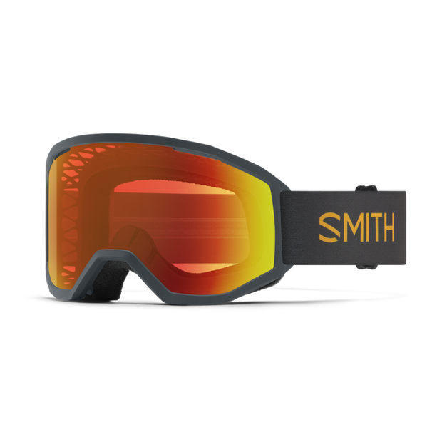 Smith Loam MTB Goggles, Slate Grey  w/ Red Mirrored Lenses, full view.