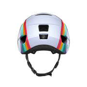 Lazer Pnut Kineticore Kids’ Helmet, rainbow, back view.
