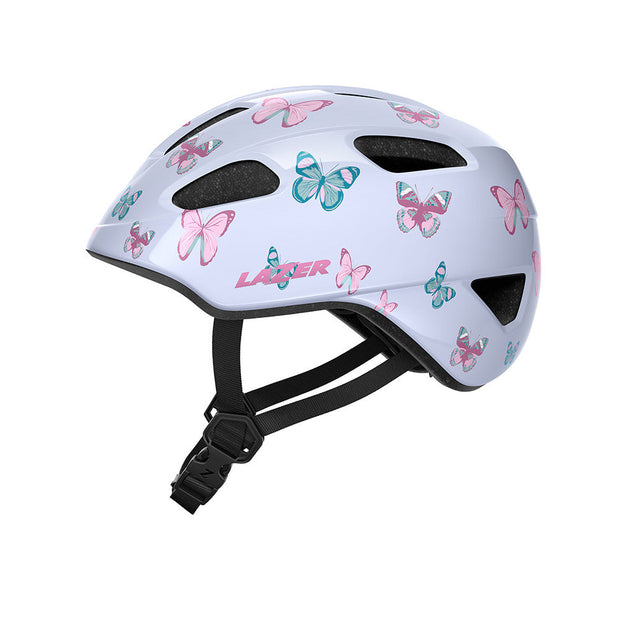 Lazer Nutz Kineticore Kids’ Helmet, butterfly, side view.