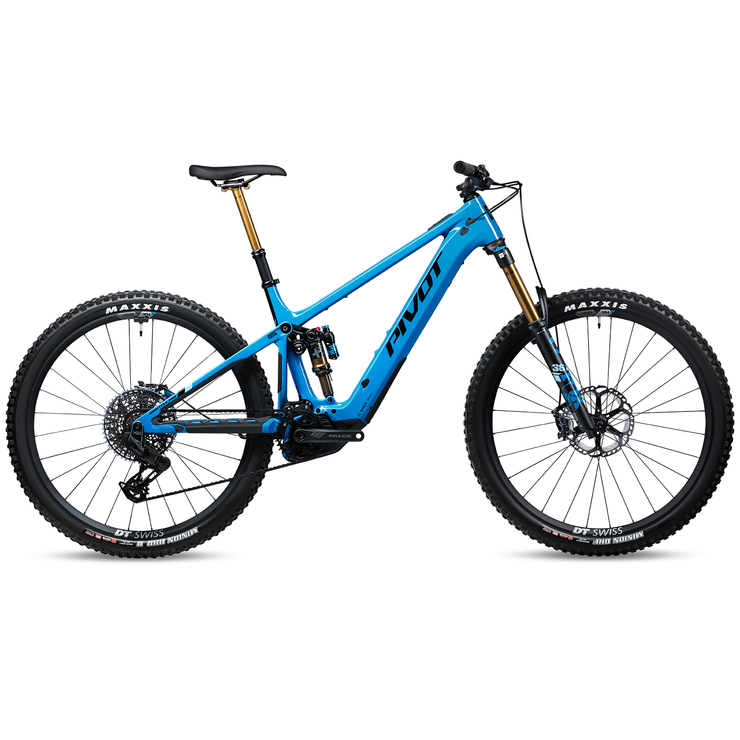 2024 Pivot Shuttle AM Pro X0 Eagle w/ Alloy Wheels, Neptune blue, full view.