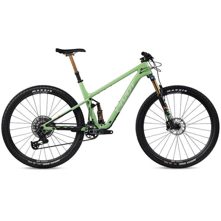 2024 Pivot Mach 4 SL Pro XT — XC Build, Carbon Wheels, seafoam green, full view.