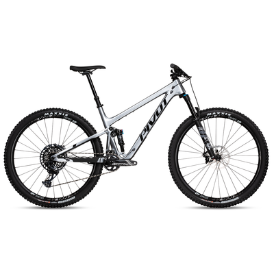 2024 Pivot Trail 429 Ride GX X01, silver, full view.