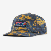 Patagonia Boardshort Label Funfarer Cap , cliffs and waves: utility blue, full view.