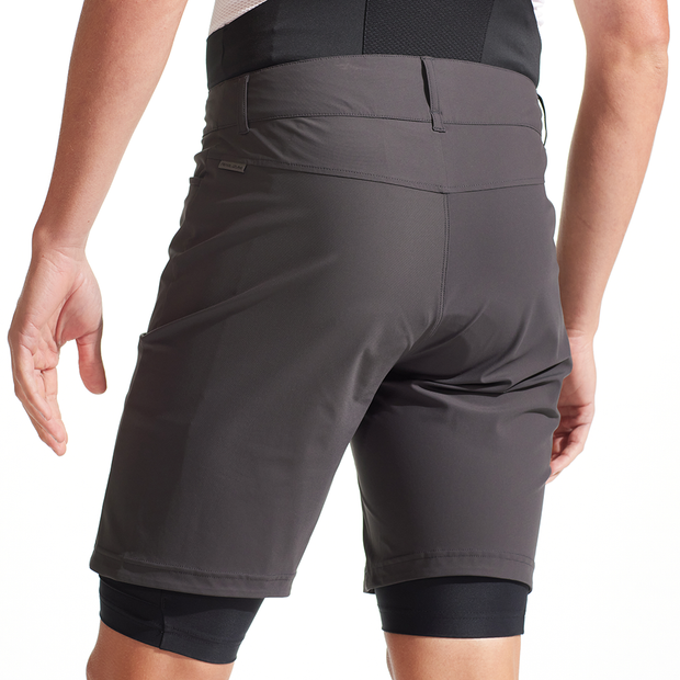 Pearl Izumi Expedition Shell Short, phantom, back view on model.