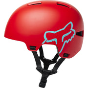 Fox Flight Mountain Bike Helmet, youth, red, left-side view.