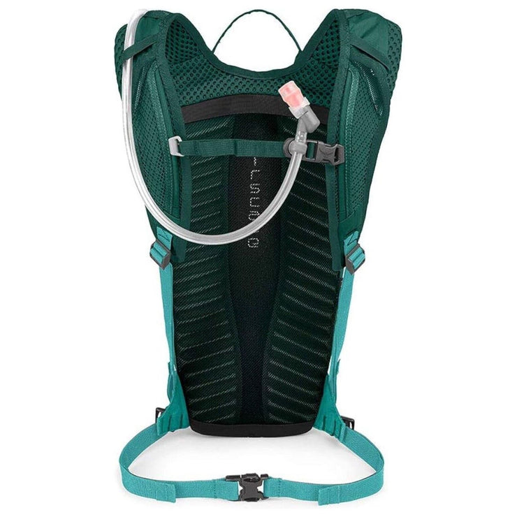 Osprey Salida 8 Hydration Pack, teal, back view.