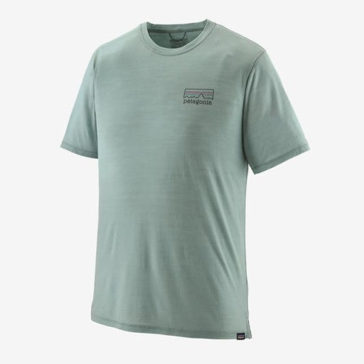 Patagonia Men's Capilene Cool Merino Blend Graphic Shirt, thermal blue, full view.