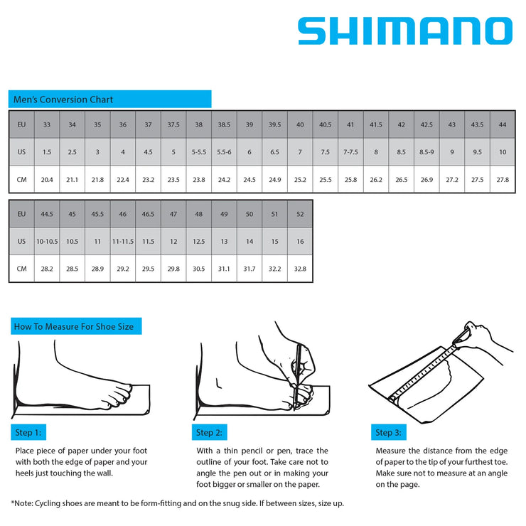 shimano shoe size chart