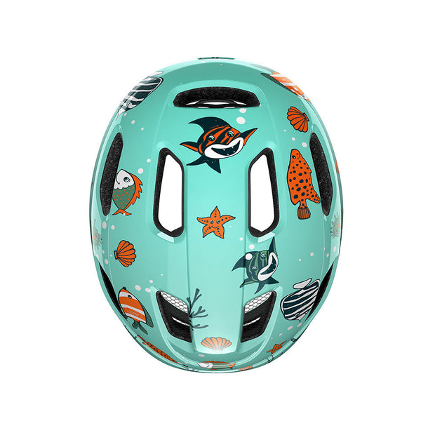 Lazer Pnut Kineticore Kids’ Helmet, sealife, top view.