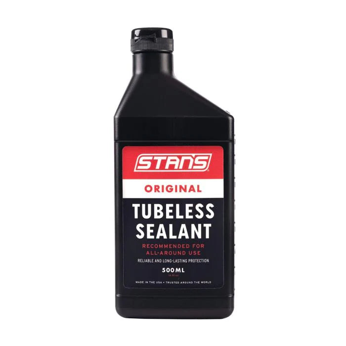Black bottle of Stans Original Tubeless Sealant on a white background