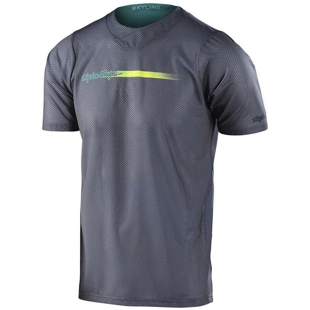 TLD Skyline SS jersey, channel grey, front view.