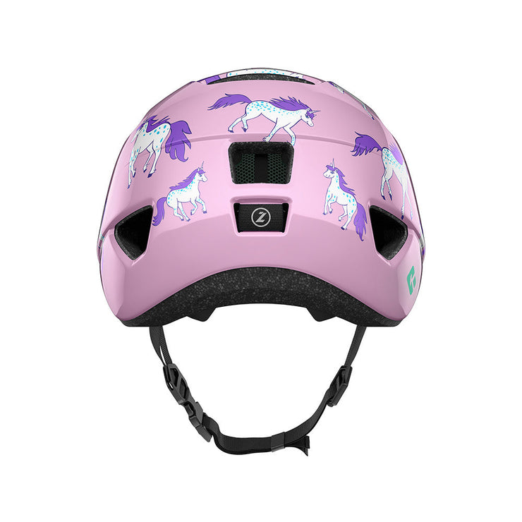 Lazer Nutz Kineticore Kids’ Helmet, unicorns, back view.