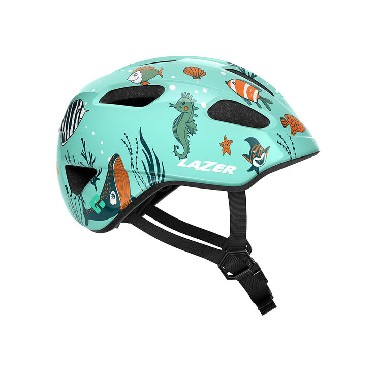 Lazer Pnut Kineticore Kids’ Helmet, sealife, full view.