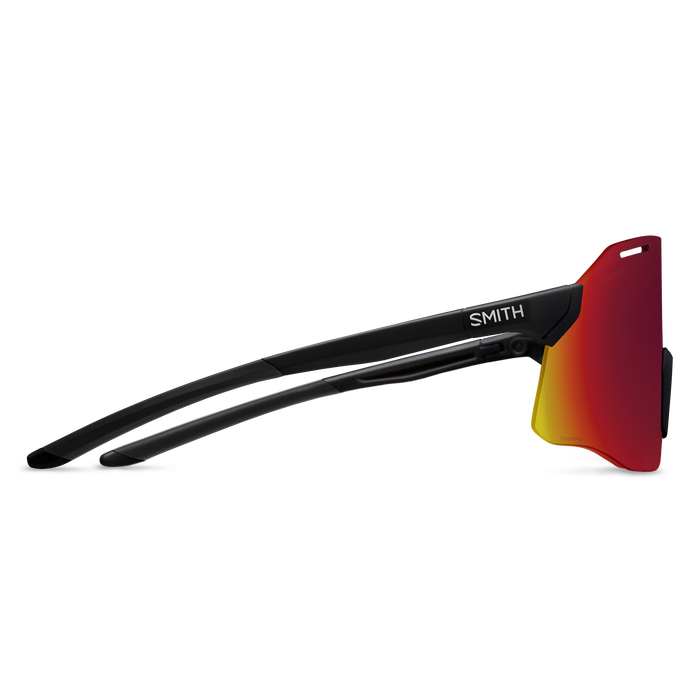 Smith Vert PivLock Sunglasses, black + ChromaPop Red Lenses, side view.