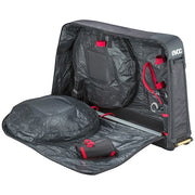 EVOC Bike Travel Bag Pro, Multicolor Purple. View of opened and empty travel bag.