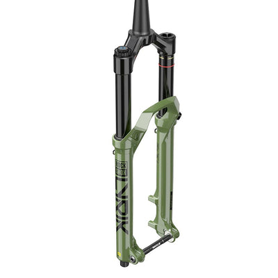 RockShox Lyrik Ultimate RC2 D1 Mountain Bike Fork, green, full view.