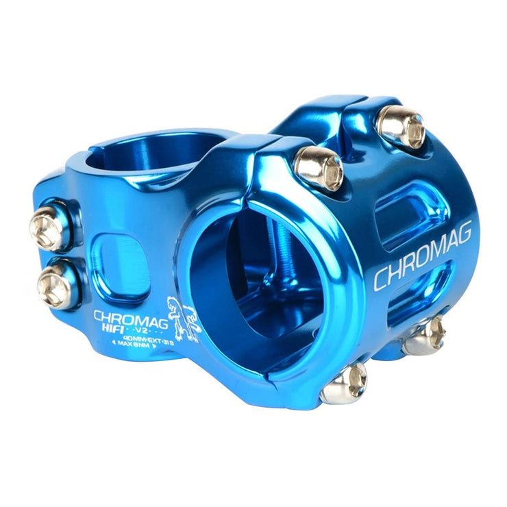 Chromag Hifi V2 Stem, blue, full view.