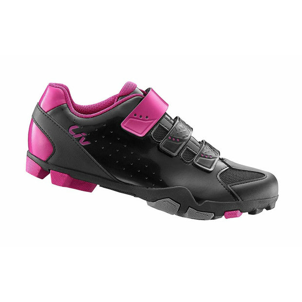 LIV Fera Mountain Bike Shoe, Black/Fuchsia, Side View