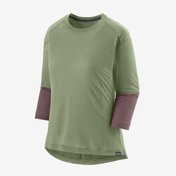 Patagonia Women's Merino 3/4-Sleeved Bike Jersey, salvia green, full view.