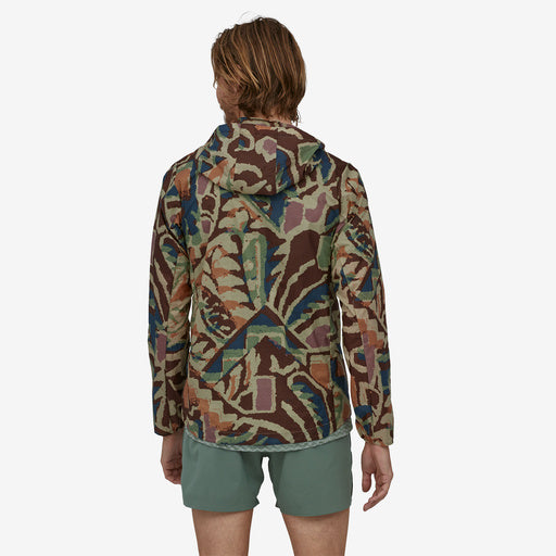 Patagonia Men's Houdini Jacket, cone brown, back view on model.
