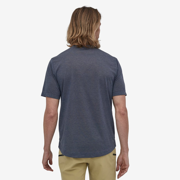 Patagonia Men's Capilene Cool Trail Bike Henley in Classic Navy on model back view