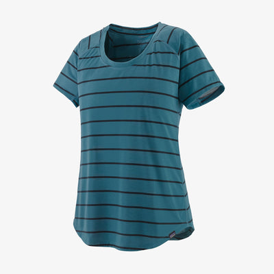 Patagonia Women's Capilene® Cool Trail Shirt Furrow Stripe: Abalone Blue front view
