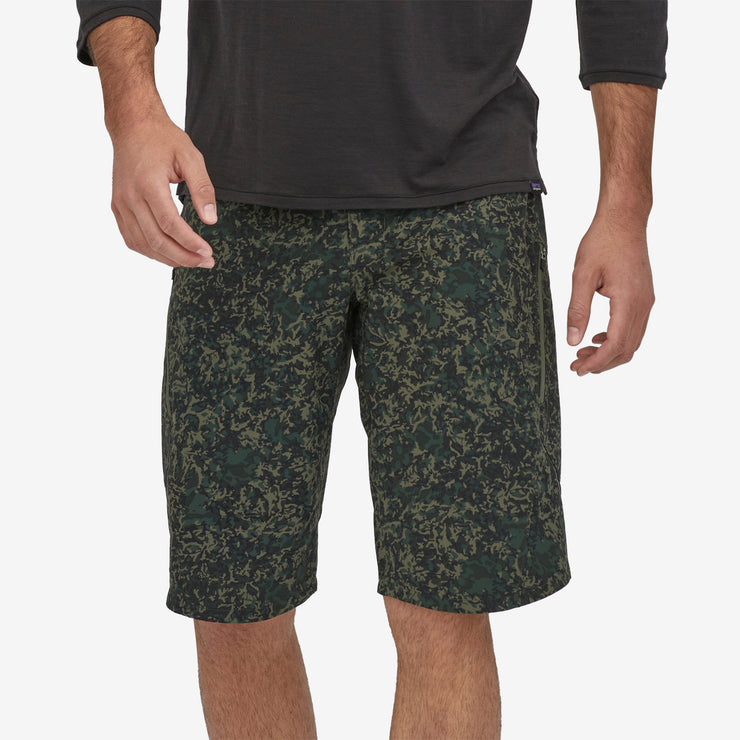 Patagonia Men's Landfarer Bike Shorts - 12", Lichen: Pinyon Green. Front view on a model. 