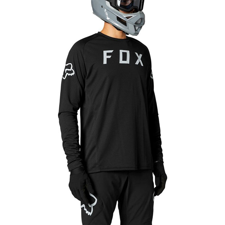 Fox Defend Long Sleeve Jersey black front view