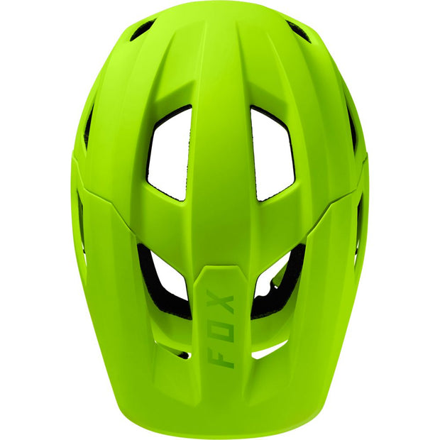 FOX Mainframe Youth Helmet, fluorescent yellow, top view.